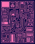 Pink Schematic Circuit Board Rug
