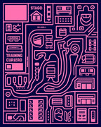 Pink Schematic Circuit Board Rug