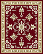 Burgundy Floral Medallion Border Rug
