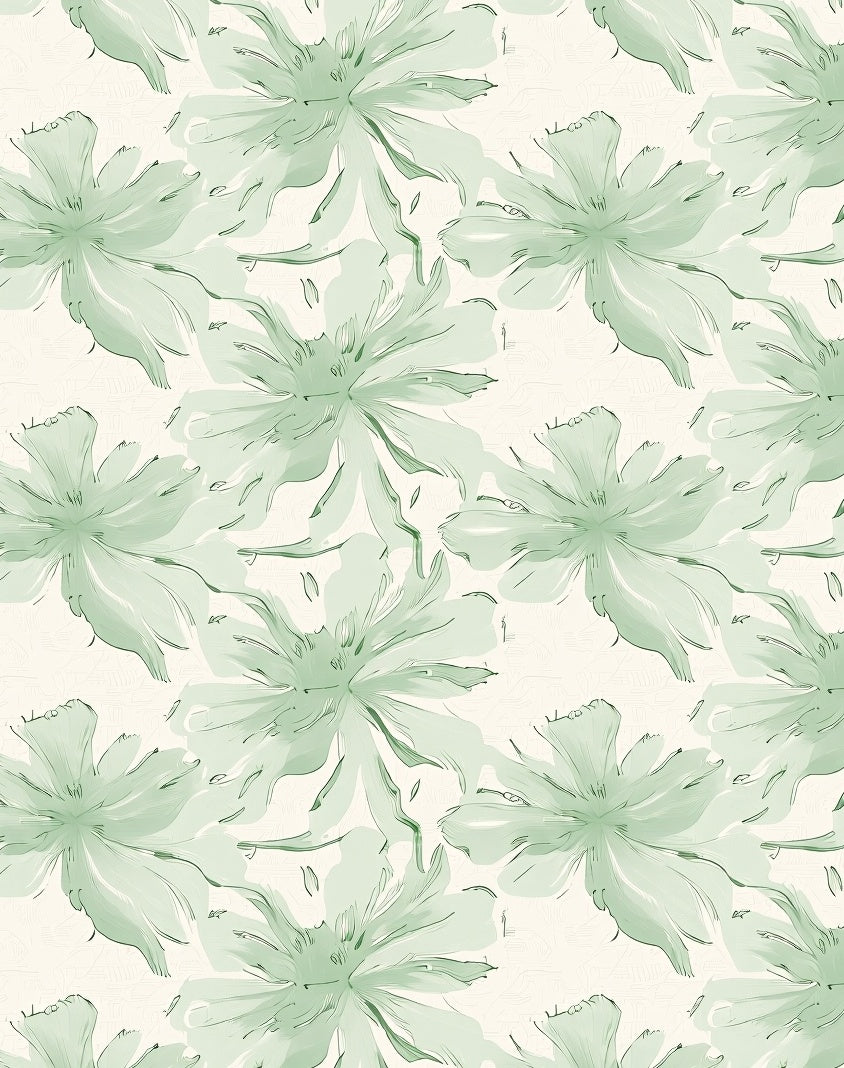 Soft Green Watercolor Bloom Repeat Rug