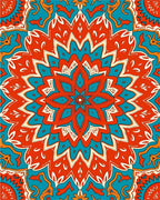 Vibrant Sunburst Medallion Pattern Rug