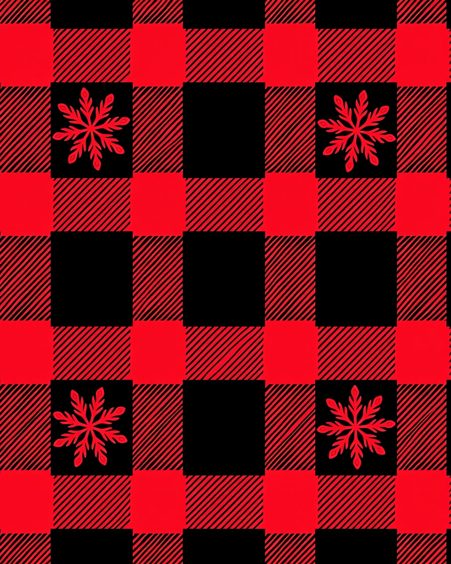 Crimson Snowflake Buffalo Check Rug