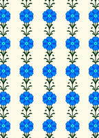 Classic Blue Floral Garland Repeating Rug