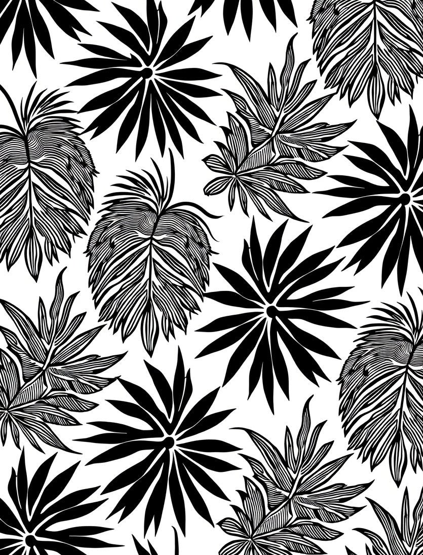 Bold Tropical Leaf Silhouette Pattern Rug