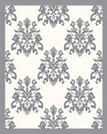 Elegant Gray Floral Damask Rug