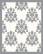 Elegant Gray Floral Damask Rug