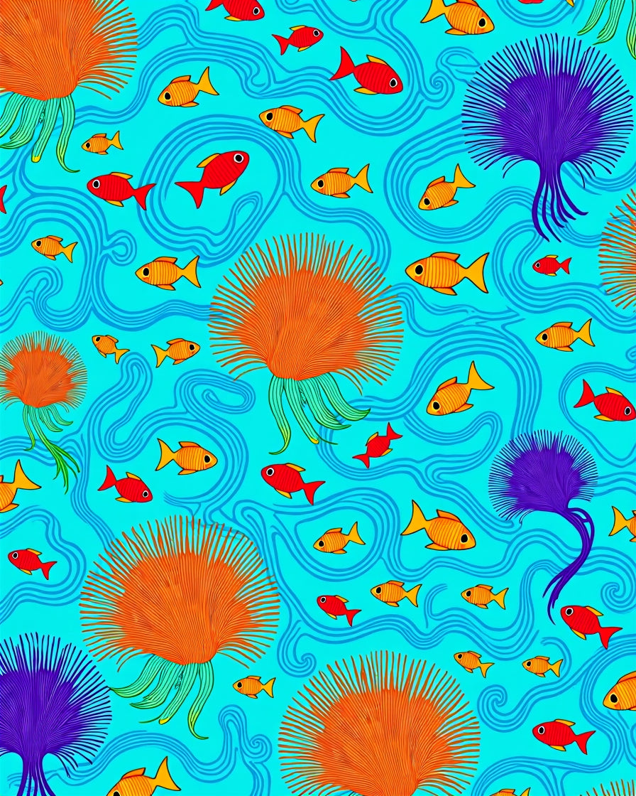 Aquatic Life Coral Pattern Design Rug