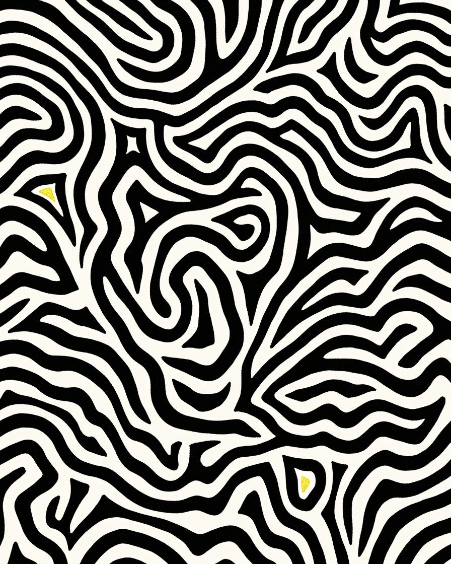 Bold Black white Organic Lines Rug