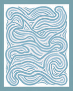 Abstract Blue Swirl Pattern Rug