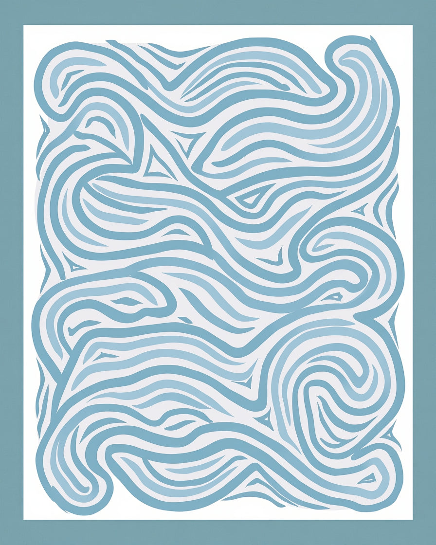 Abstract Blue Swirl Pattern Rug