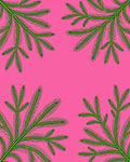Vibrant Green Fern Fronds Pink Background Rug