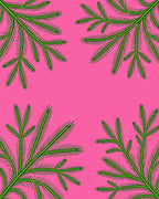 Vibrant Green Fern Fronds Pink Background Rug