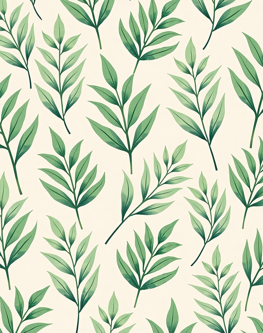 Green Leafy Branch Pattern Rug