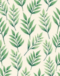 Green Leafy Branch Pattern Rug
