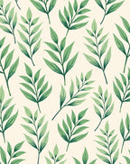 Green Leafy Branch Pattern Rug