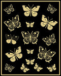 Golden Butterfly Garden Black Background Rug
