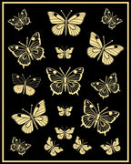 Golden Butterfly Garden Black Background Rug