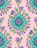 Mandala Floral Design With Teal Accents Rug