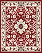 Classic Red Floral Medallion Pattern Rug