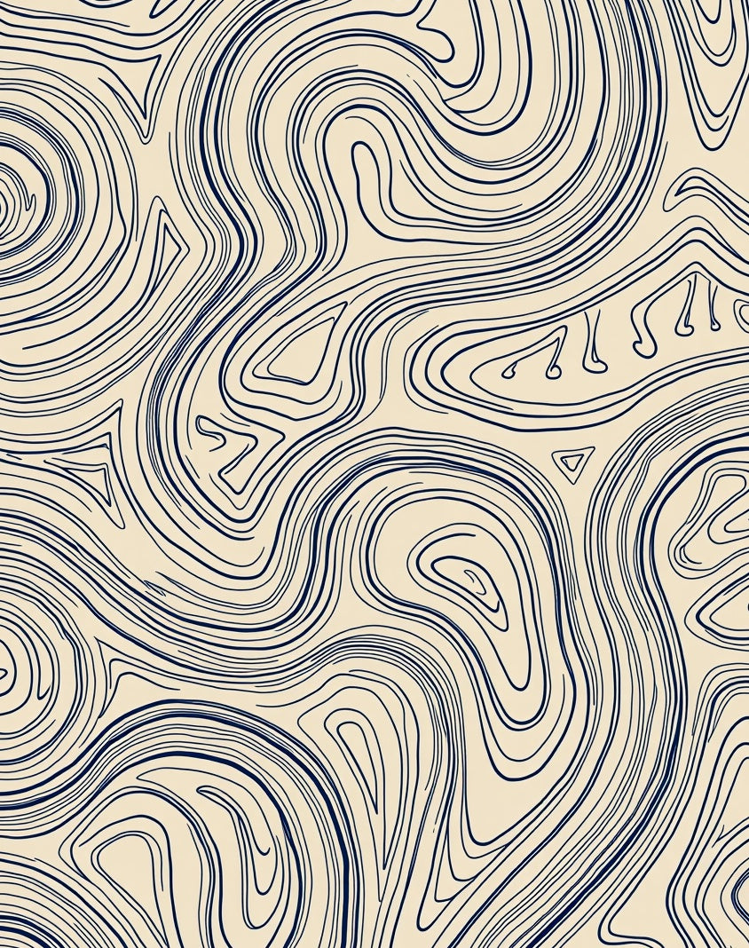 Abstract Navy Swirls Pattern Rug