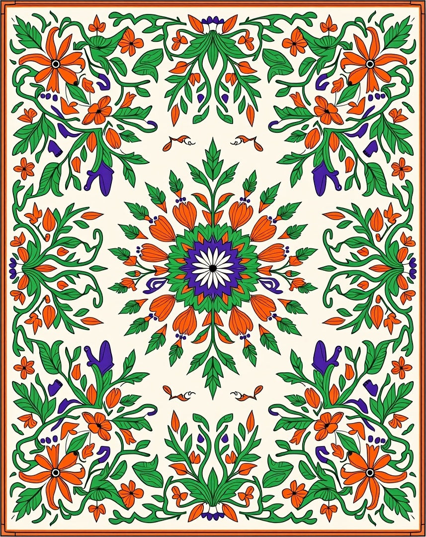 Vibrant Floral Patterned Rug