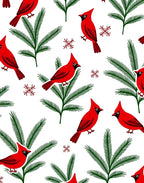 Red Cardinal Winter Evergreen Snowflakes Rug
