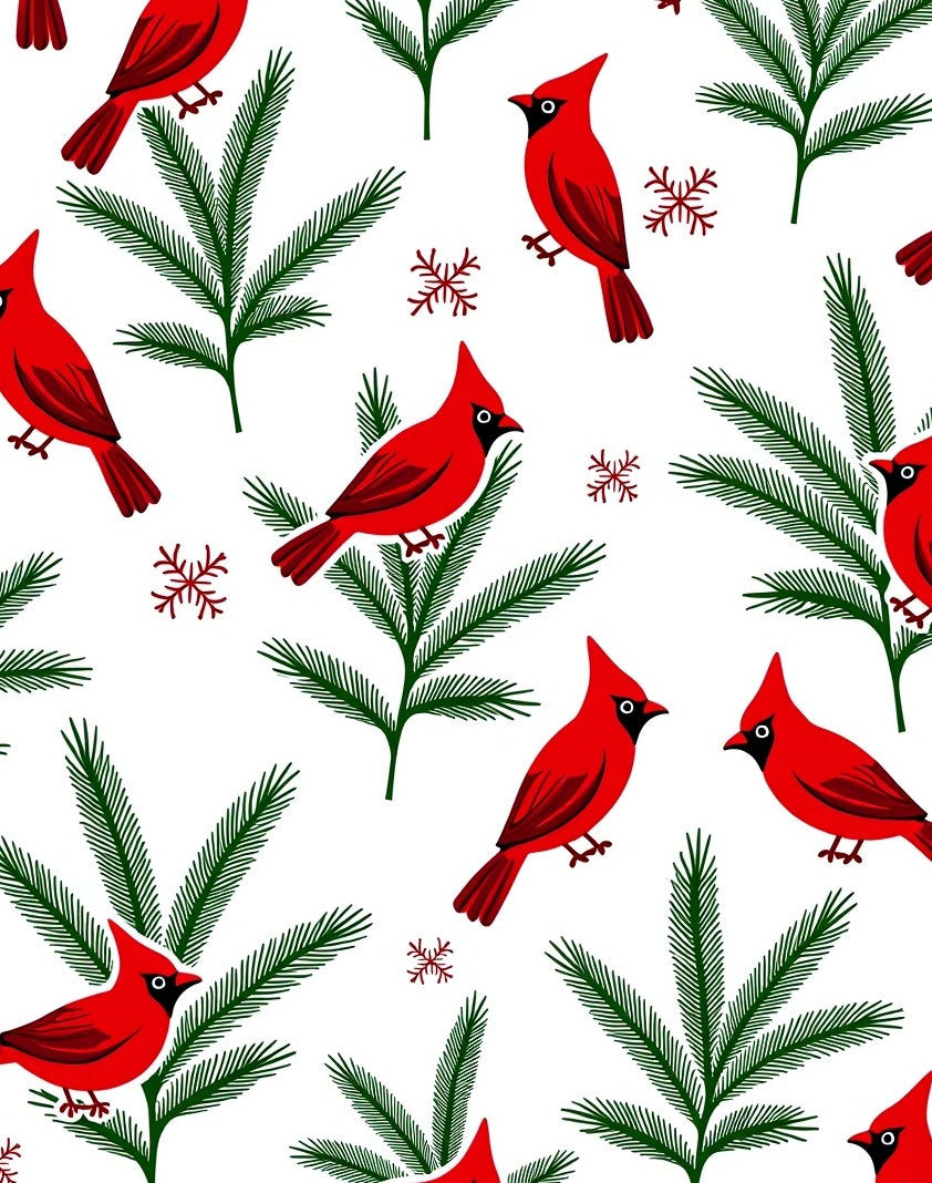 Red Cardinal Winter Evergreen Snowflakes Rug