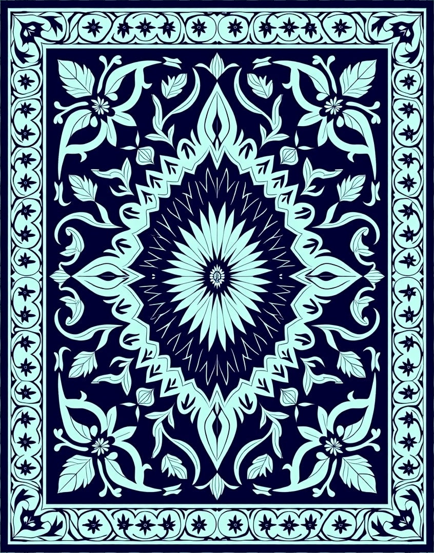 Intricate Floral Mandala Pattern Rug