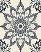 Dark Gray And White Mandala Pattern Rug