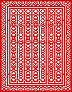 Bold Red Geometric Motif Rug