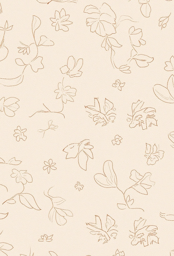 Delicate Line Art Botanical Pattern Rug