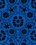Bold Black Floral Rococo Design Rug