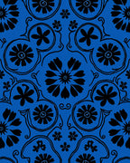 Bold Black Floral Rococo Design Rug