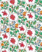 Hexagonal Floral Botanical Allure Design Rug