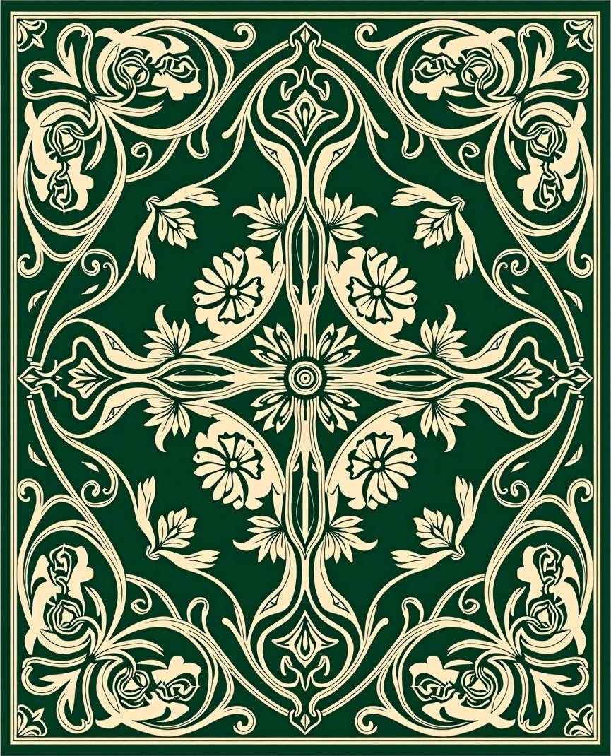 Classic Floral Swirls Pattern Design Rug