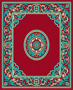 Ornamental Floral Border Medallion Design Rug