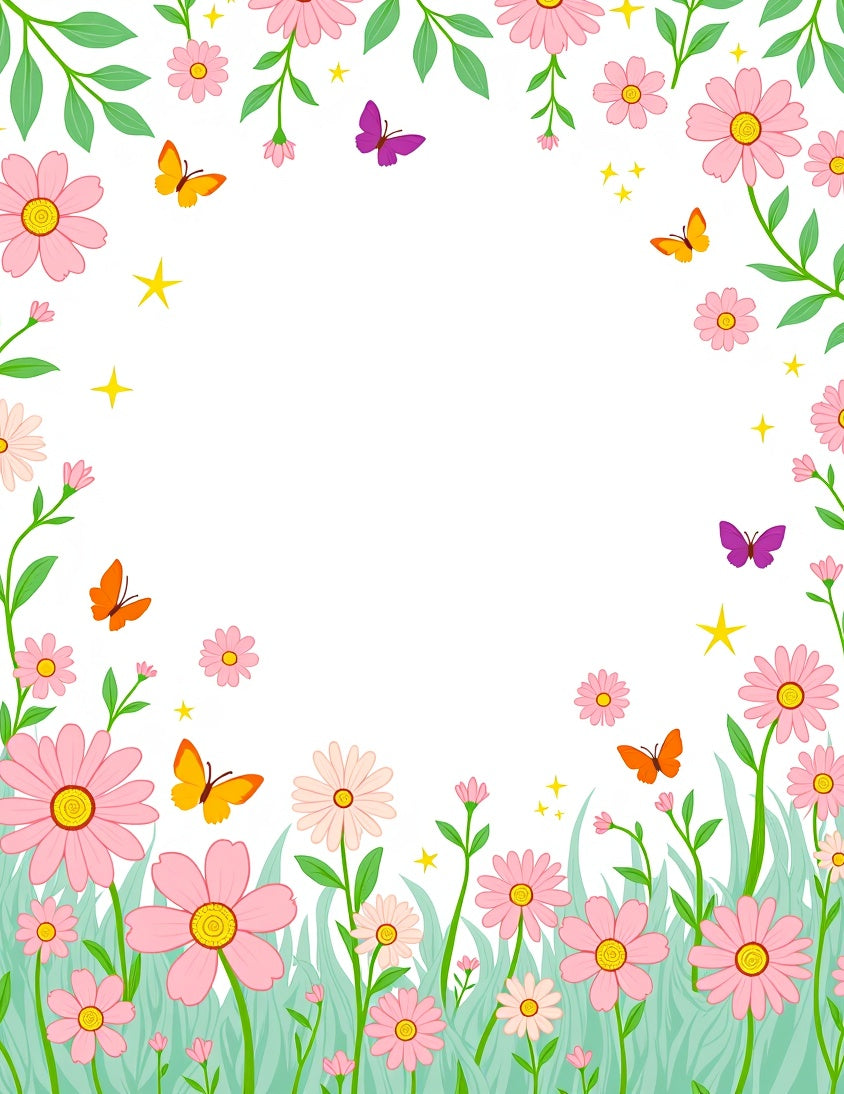 Spring Meadow Floral Butterfly Design Rug