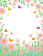 Spring Meadow Floral Butterfly Design Rug