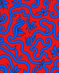 Bold Blue Swirl Floral Pattern Rug