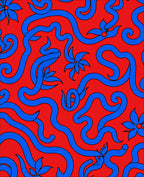 Bold Blue Swirl Floral Pattern Rug