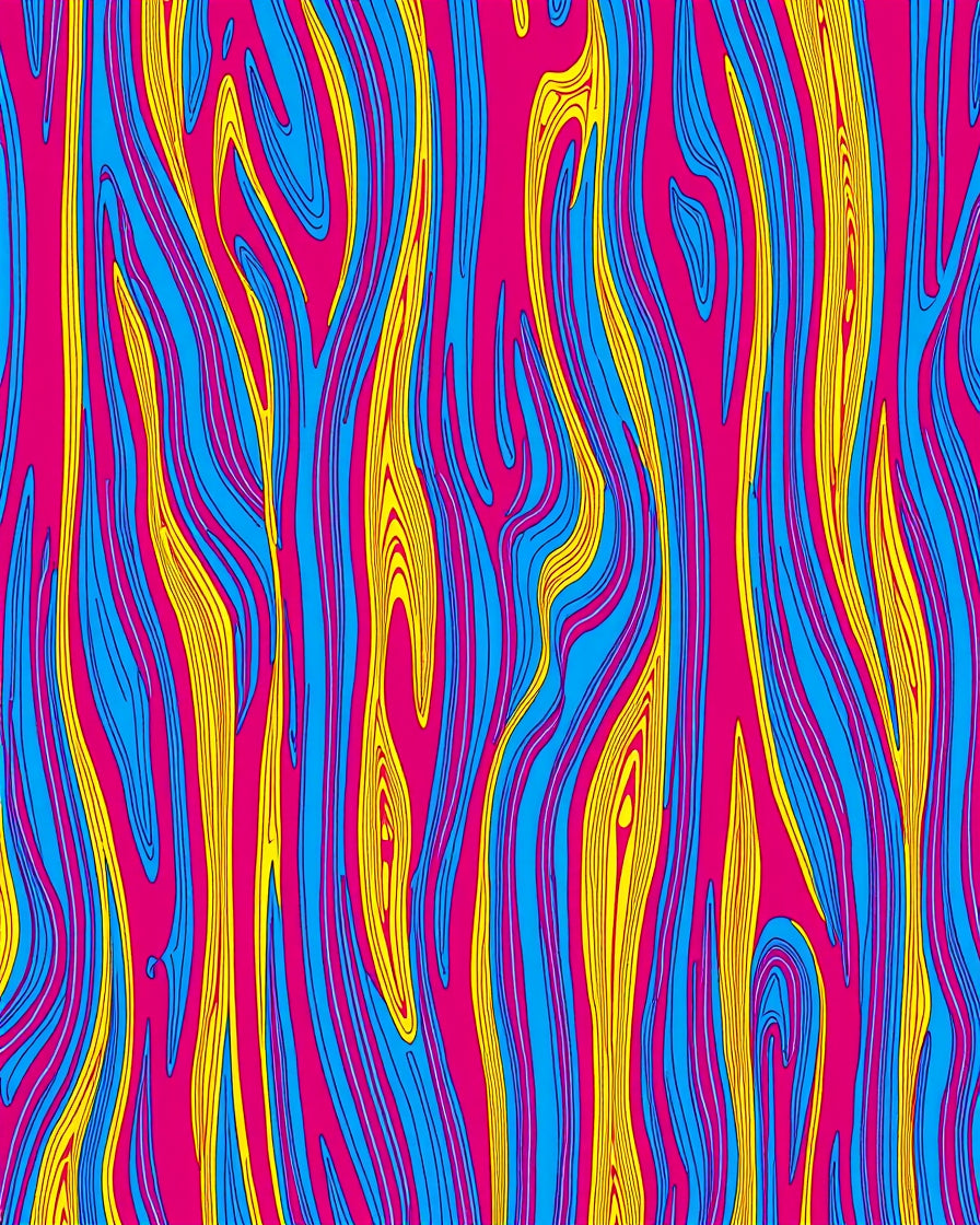 Vibrant Pink Blue Abstract Flow Rug