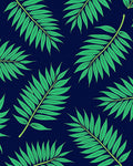 Bold Green Palm Fronds Navy Background Rug