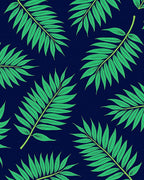 Bold Green Palm Fronds Navy Background Rug