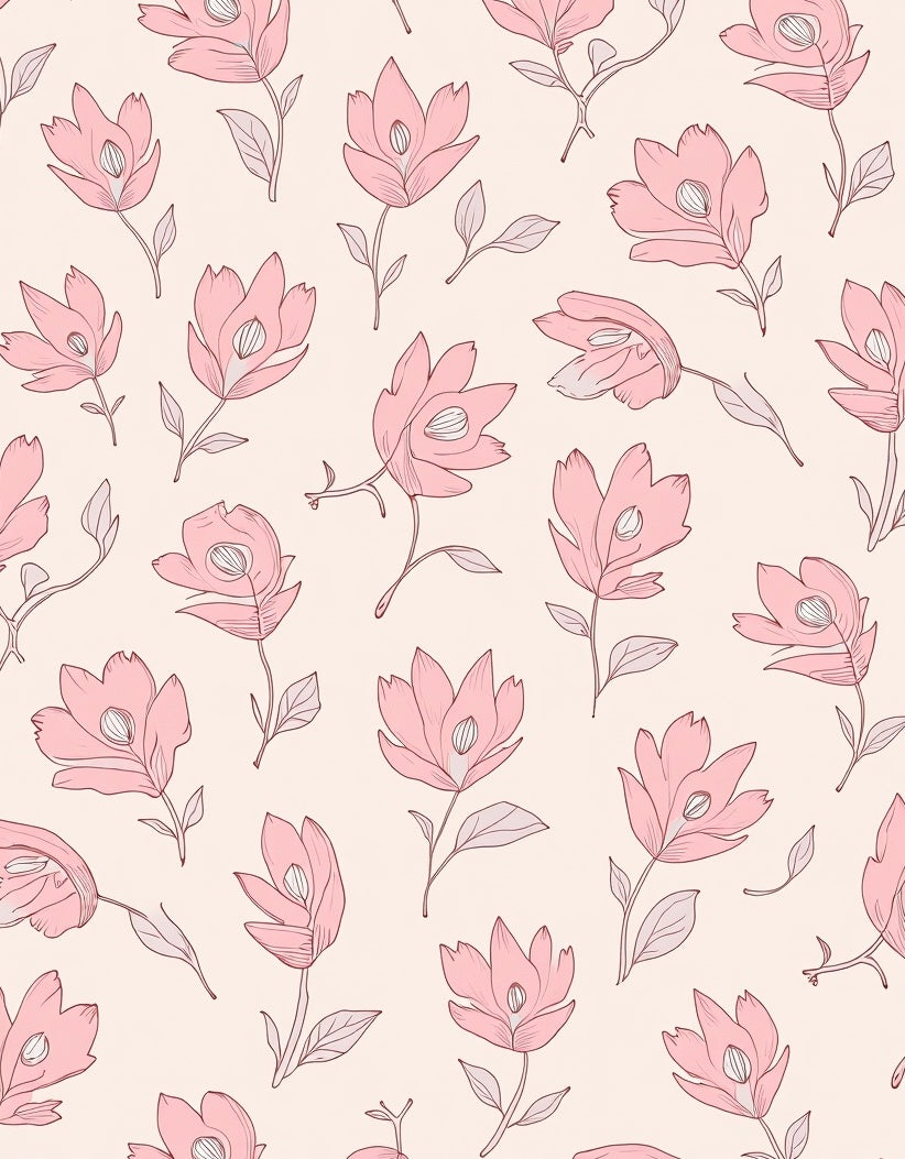 Simple Pink Floral Pattern Rug