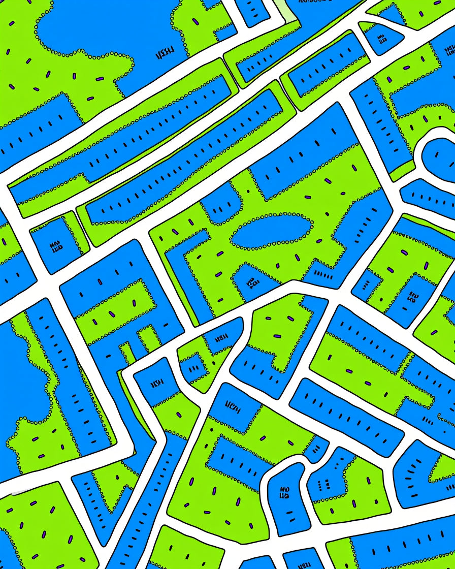 Bright Blue Lime Green City Blocks Rug
