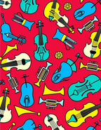 Colorful Musical Instruments Pattern Design Rug