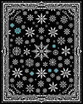 Winter Snowflake Patterned Black Rug