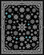 Winter Snowflake Patterned Black Rug