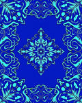 Ornate Floral Scrolls Blue Rug
