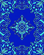 Ornate Floral Scrolls Blue Rug